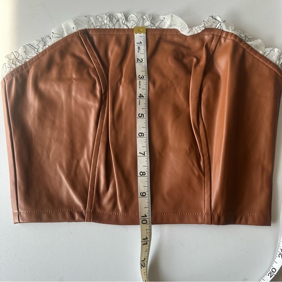 Idem Ditto Faux Leather Strapless Top NWT Brown Corset Style Size L - Picture 8 of 8